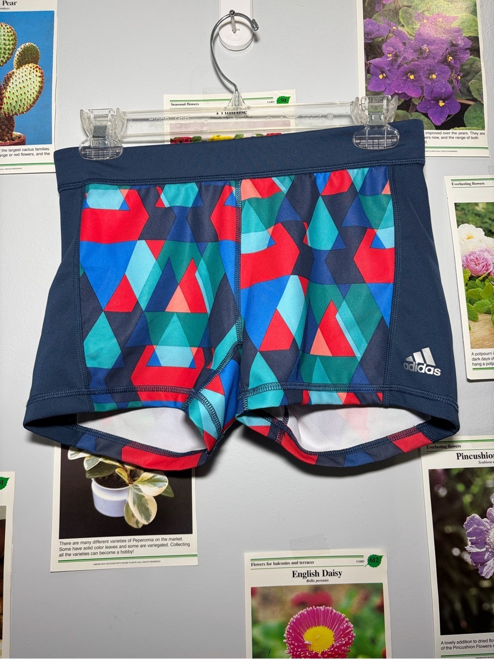 adidas Women’s Navy Multicolor Geometric Swim Shorts